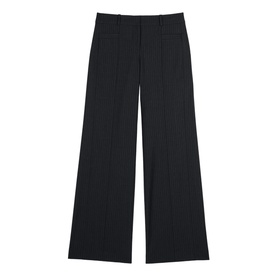 Pistachio Wide-Leg Pinstripe Trousers
