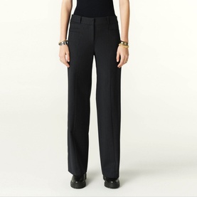 Pistachio Wide-Leg Pinstripe Trousers