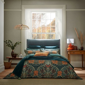 Honeysuckle & Tulip Duvet Cover Set Mulberry/Teal