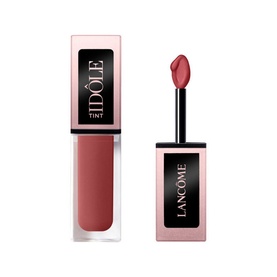 Lanc&ocirc;me Id&ocirc;le Tint Liquid Eye Blusher shown closed and open, revealing a rosy mauve liquid formula with slim applicator wand