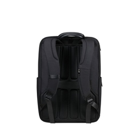 Samsonite XBR 2.0 Backpack 46cm in black, rear view showing padded back panel, carry handle, and adjustable shoulder straps