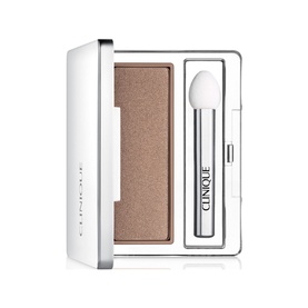 Clinique All About Shadow Single Eyeshadow in Nude Rose, 2.2g, open compact showing matte pan with applicator brush