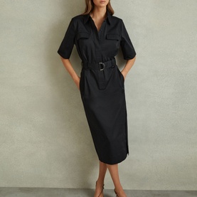Aimie Belted Utility Shirt Dress