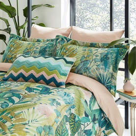Floreana Oxford Pillowcase Fig Leaf & Coral