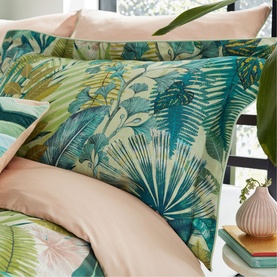 Floreana Oxford Pillowcase Fig Leaf & Coral