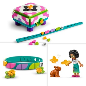 Lego Encanto Mirabel's Photo Frame and Jewellery Box multi set with floral jewellery box, two bracelets, puppy figure, butterfly