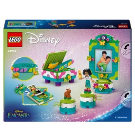 Lego Encanto Mirabel's Photo Frame and Jewellery Box set, multicoloured, showing buildable photo frame, jewellery box