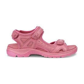 Ecco Offroad Hiking Sandals in pink, double adjustable velcro straps, squared toe, chunky durable outsole