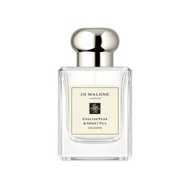 Jo Malone London English Pear & Sweet Pea Cologne 50ml, clear glass bottle with silver cap and cream label