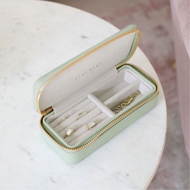 Medium Zipped Jewellery Box Sage Green