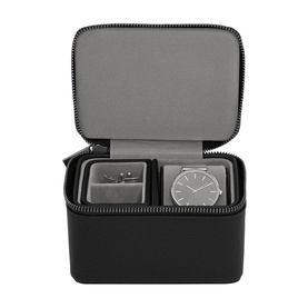 Pebble Black Watch & Cufflink Box