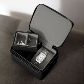 Pebble Black Watch & Cufflink Box