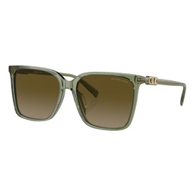 MMK Square Sunglasses MK2197U Canberra in transparent green acetate with oval-square frames and rose gold-tone hardware detailing