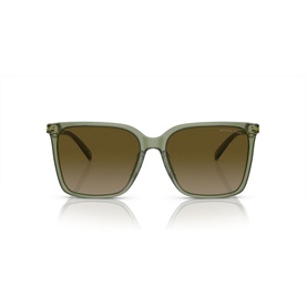 MMK Square Sunglasses MK2197U Canberra in transparent green acetate with oval-square frames and gradient brown lenses