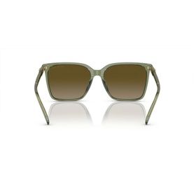 MMK Square Sunglasses MK2197U Canberra in green acetate, oval-square frame, shown from rear angle with gradient brown lenses