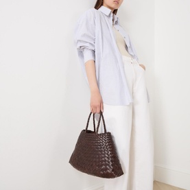 Santa Croce Small Woven Leather Tote Bag