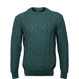 Knitwear Fearn&oacute;g Aran Crew Neck Sweater Evergreen