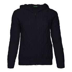 Knitwear Ash Aran Zipped Hooded Jacket Navy