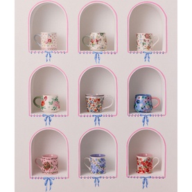 Painted Pansies Blue Twisted Handle Mug