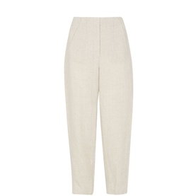 Linen Barrel Leg Trousers