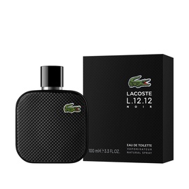 Lacoste L.12.12 Noir Eau de Toilette 100ml black textured bottle with matching dark branded box