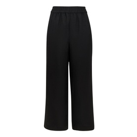 Whistles Linen Relaxed Fit Trousers in black with elasticated waistband, side pockets, and wide-leg silhouette