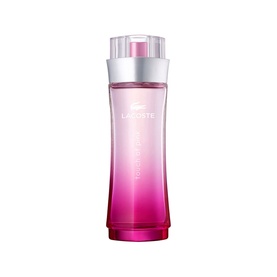 Lacoste Touch of Pink Eau de Toilette 90ml, pink ombre glass bottle with silver cap and Lacoste branding