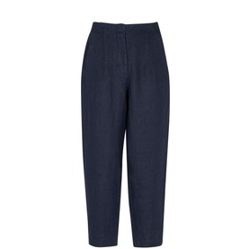 Linen Barrel Leg Trousers