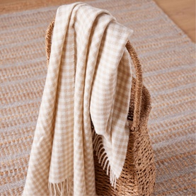 Fawn Gingham Lambswool Baby Blanket