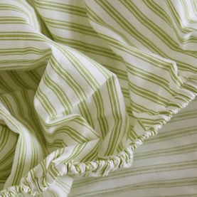 180 Thread Count Green Ticking Fitted Sheet