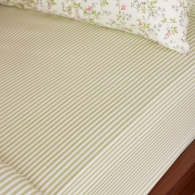 180 Thread Count Green Ticking Fitted Sheet