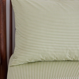 180 Thread Count Green Ticking Fitted Sheet