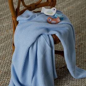 Cellular Cotton Baby Blanket Blue