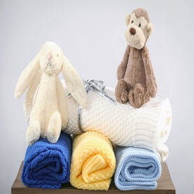 Cellular Cotton Baby Blanket Blue
