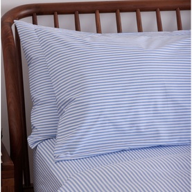180 Thread Count Blue Stripe Fitted Sheet
