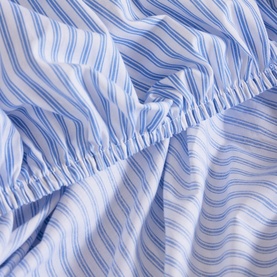 180 Thread Count Blue Stripe Fitted Sheet