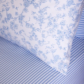 180 Thread Count Blue Stripe Fitted Sheet