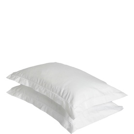 Foxford 400 Thread Count Luxury Oxford Pillowcase Set in white, 100% cotton, set of two shown stacked
