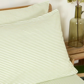 180 Thread Count Green Ticking Pillowcase Set