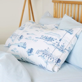300 Thread Count Blue Toile Pillowcase Set