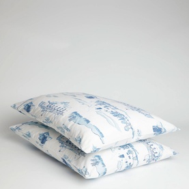 300 Thread Count Blue Toile Pillowcase Set
