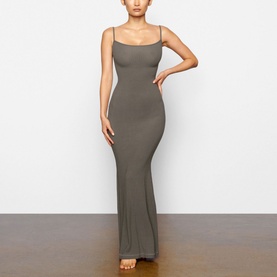 Long Slip Dress Gunmetal