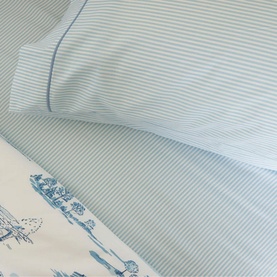 300 Thread Count Blue Ticking Fitted Sheet