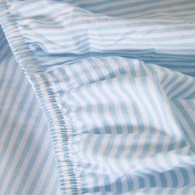 300 Thread Count Blue Ticking Fitted Sheet