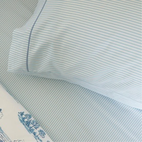 Ticking Striped Pillowcase Pair Blue
