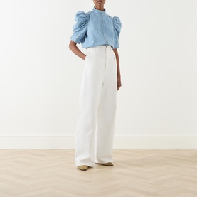 Gillian Puff-Sleeve Denim Blouse