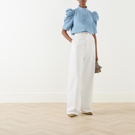 Gillian Puff-Sleeve Denim Blouse