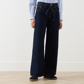Tie-Fastening Wide Leg Jeans