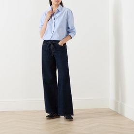 Tie-Fastening Wide Leg Jeans