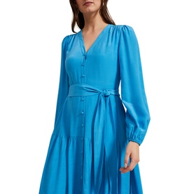 Tori Blouson-Sleeve Flared Dress